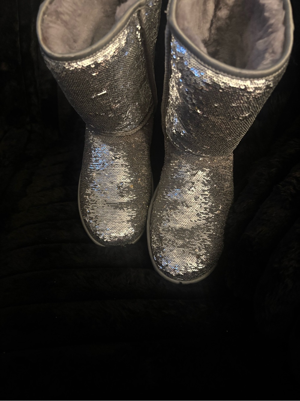 UGG Silver Sequin Cozy Boots